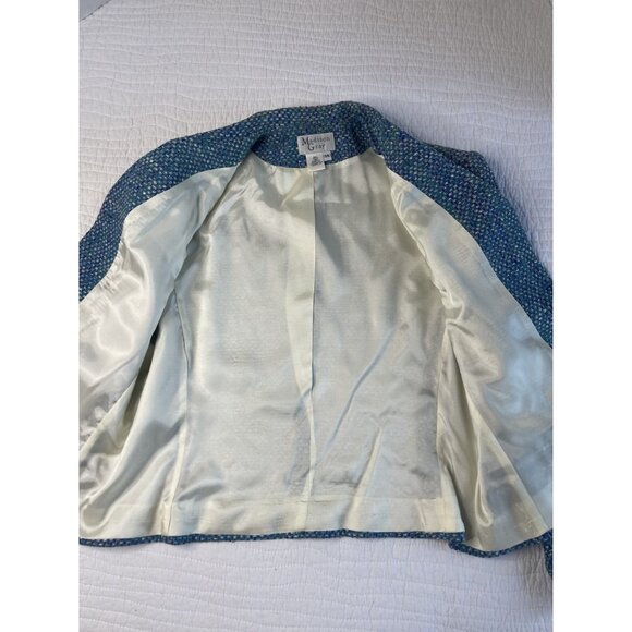 VTG Madison Gray Blue Green Textured 100% Silk Women SZ 14 Blazer Jacket USA - Picture 5 of 10